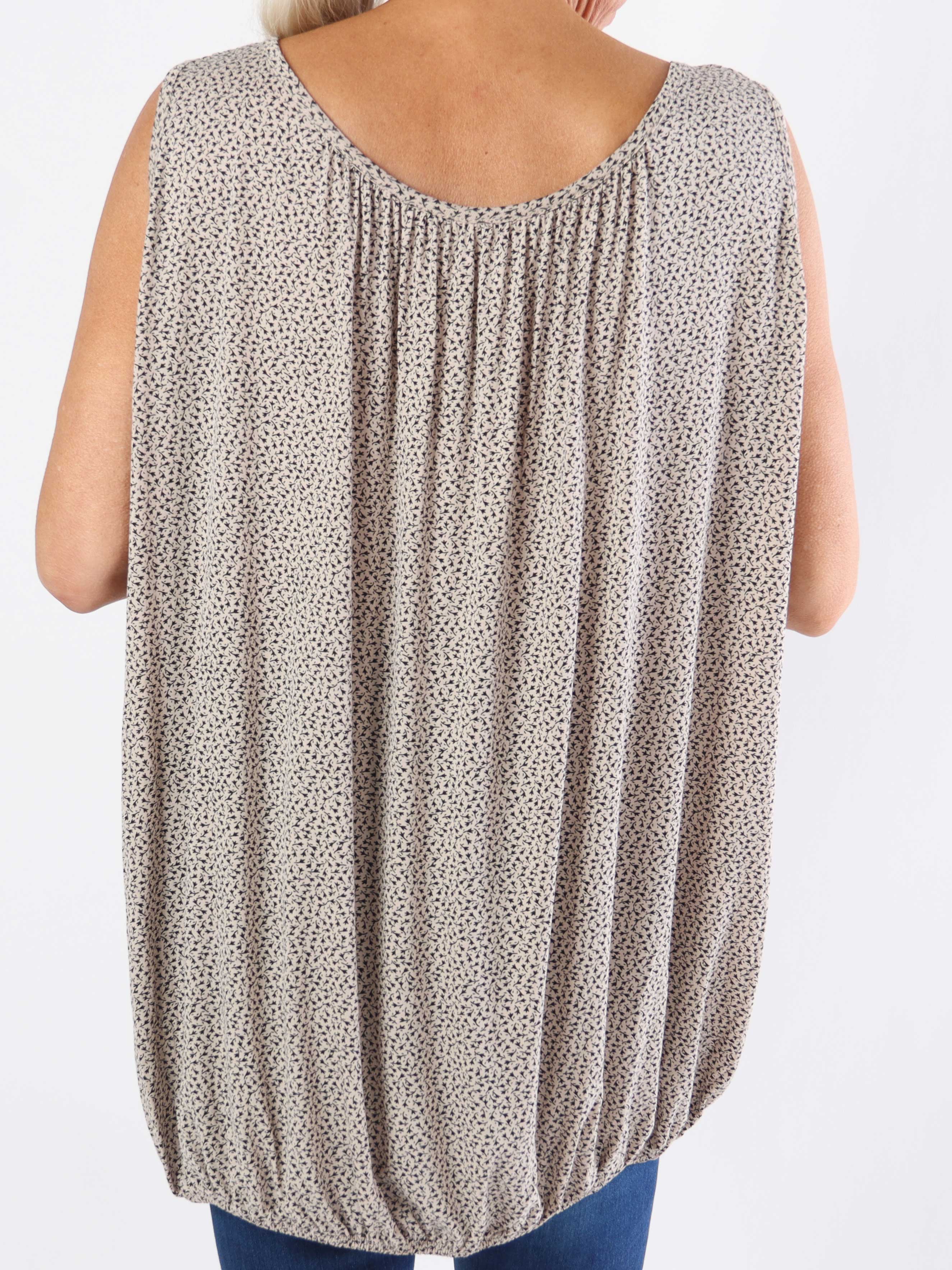 Miracle Flower Top - Plus size top i viskose med elastik forneden